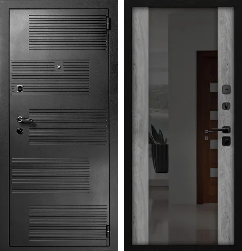 Дверь входная звукоизоляционная металлическая с зеркалом №29 размером 960x2050 мм