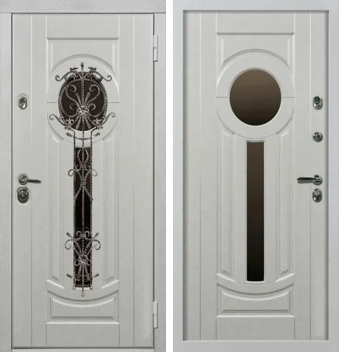 Белая металлическая дверь с окном №10