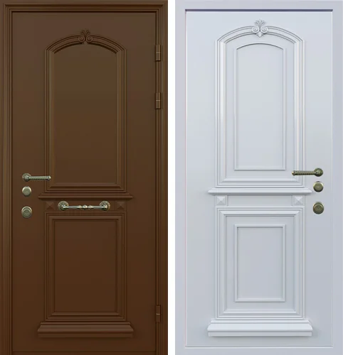 Дверь для дома белая с коричневым №80 с замками CISA
