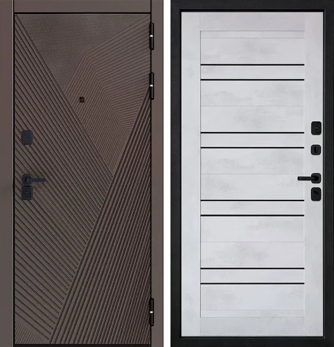 Металлическая дверь с двойным притвором и черной фурнитурой №20