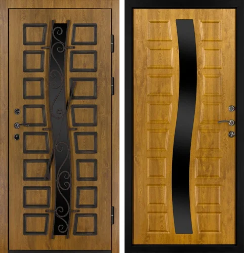 Входная дверь со стеклом для загородного дома №16 с замками CISA