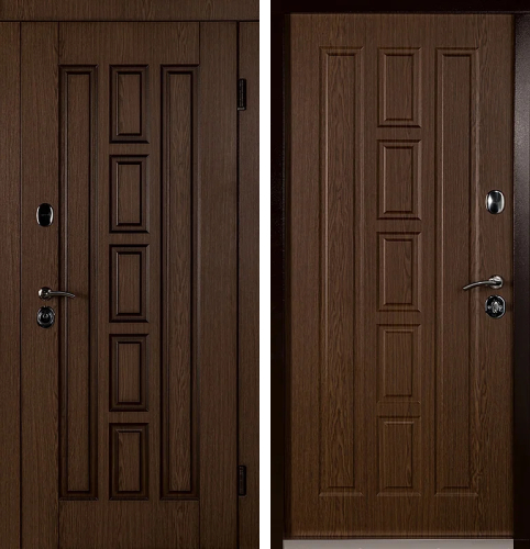 Коричневая металлическая дверь №55 размером 900x2000 мм
