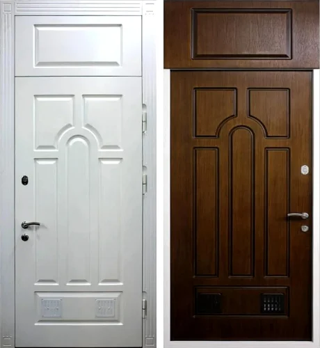Входная дверь с вентиляцией и верхней фрамугой №11