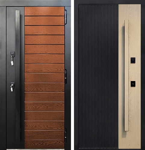 Входная дверь с бугельной ручкой №104