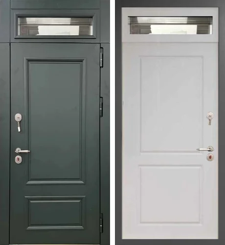 Высокая уличная дверь с фрамугой №7