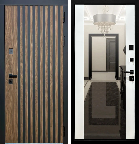 Металлическая дверь в квартиру с зеркалом внутри №22