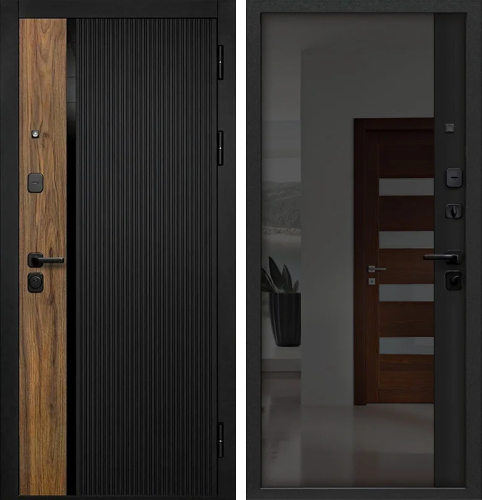 Дверь входная графит с тонированным зеркалом №40