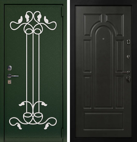 Дверь входная темно зеленая №18