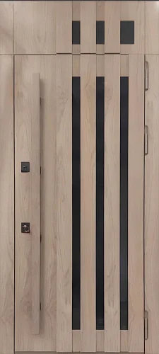 Входная дверь в дом с фрамугой и бугельной ручкой №37