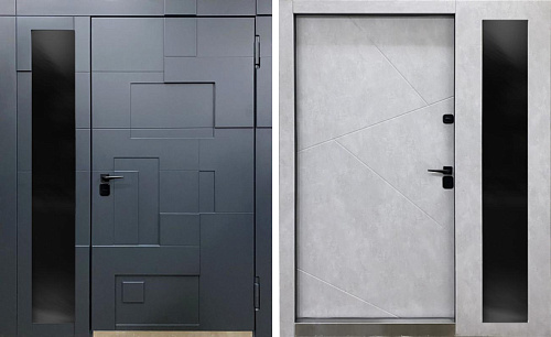 Входная двухстворчатая дверь со стеклопакетом №32