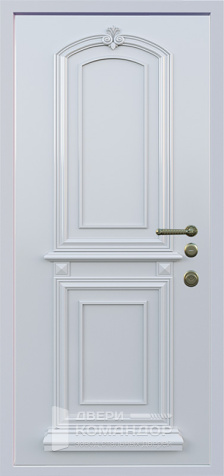 Дверь для дома белая с коричневым №80 с замками CISA - внутренняя сторона