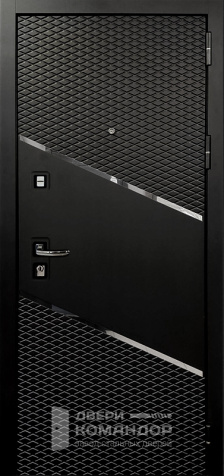 Черная металлическая дверь с зеркалом внутри №19 размером 900x2000 мм - наружная сторона