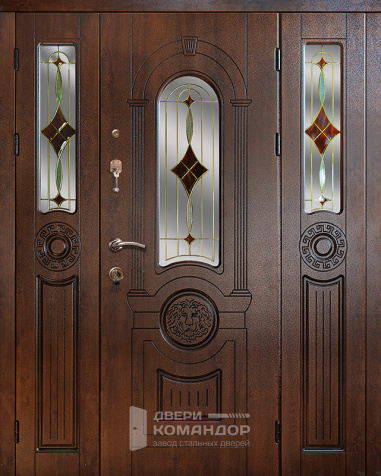 Дверь уличная с терморазрывом и стеклом №43 с замками CISA - наружная сторона