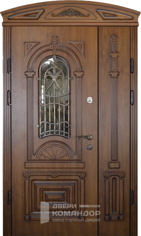 Парадная дверь со стеклом и ковкой №11 - наружная сторона