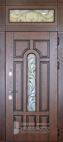 Дверь входная с фрамугой со стеклом №21 - наружная сторона