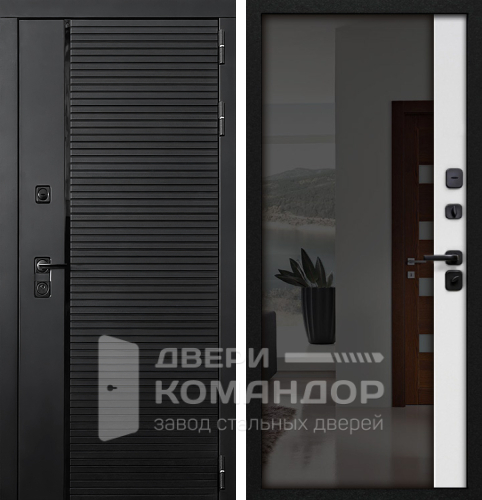 Дверь входная металлическая белая внутри с зеркалом максимум №22