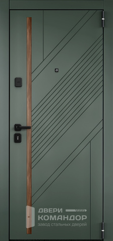 Зеленая входная дверь в дом №111 размером 960x2050 мм - наружная сторона