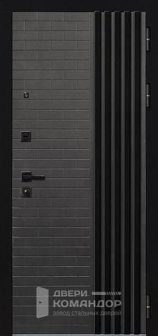 Черная входная дверь в дом камень (кирпичики) №13 - наружная сторона