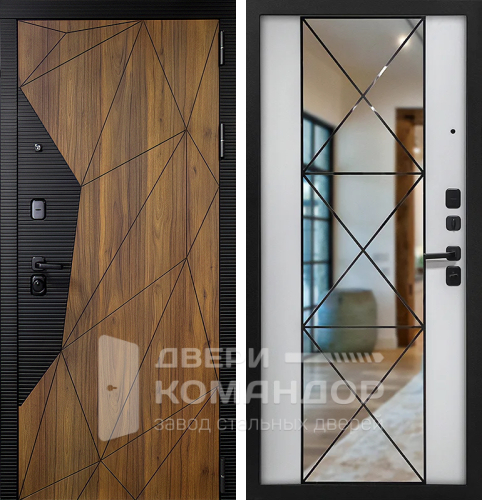 Входная дверь с комбинированной панелью и зеркалом №35