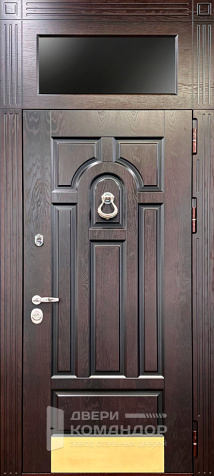 Стальная дверь МДФ с остеклённой фрамугой №66 - наружная сторона
