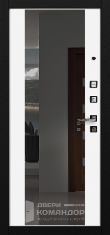 Входная дверь в квартиру с зеркалом белая внутри №35 с замками KALE - внутренняя сторона