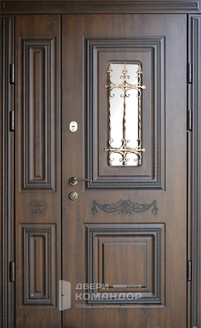 Дверь из массива со стеклом №47 с замками KALE - наружная сторона