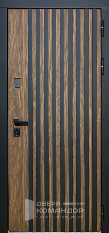 Металлическая дверь в квартиру с зеркалом внутри №22 - наружная сторона