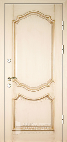 Белая входная дверь с патиной и зеркалом №7 с замками CISA - наружная сторона