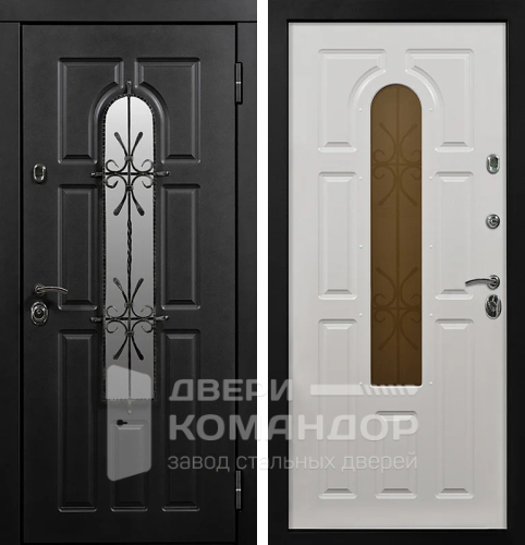 Входная дверь со стеклопакетом и ковкой №14