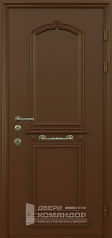 Дверь для дома белая с коричневым №80 с замками CISA - наружная сторона