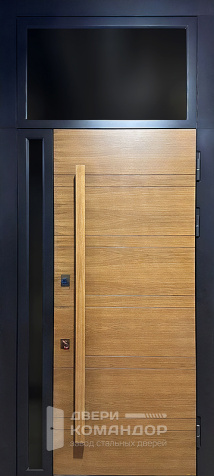 Дверь входная с фрамугой и длинной ручкой №32 - наружная сторона