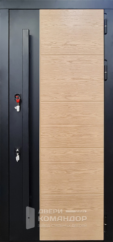 Входная дверь с вертикальной ручкой и зеркалом №17 размером 960x2050 мм - наружная сторона