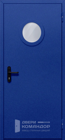 Остекленная противопожарная дверь EIW 60 синяя №6 - наружная сторона