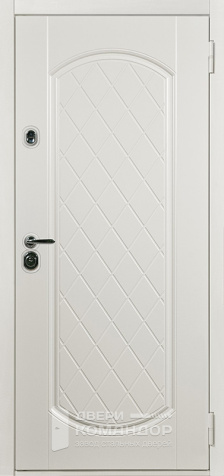 Белая входная дверь с зеркалом №4 - наружная сторона