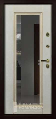 Белая входная дверь с патиной и зеркалом №7 с замками CISA - внутренняя сторона