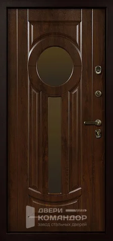 Дверь входная металлическая со стеклом №3 размером 860x2050 мм - внутренняя сторона