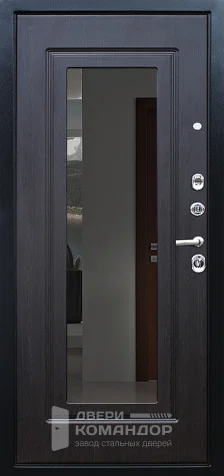 Входная дверь черная с зеркалом №1 размером 960x2050 мм - внутренняя сторона