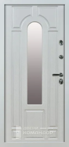 Белая металлическая входная дверь со стеклом №11 размером 860x2050 мм - внутренняя сторона